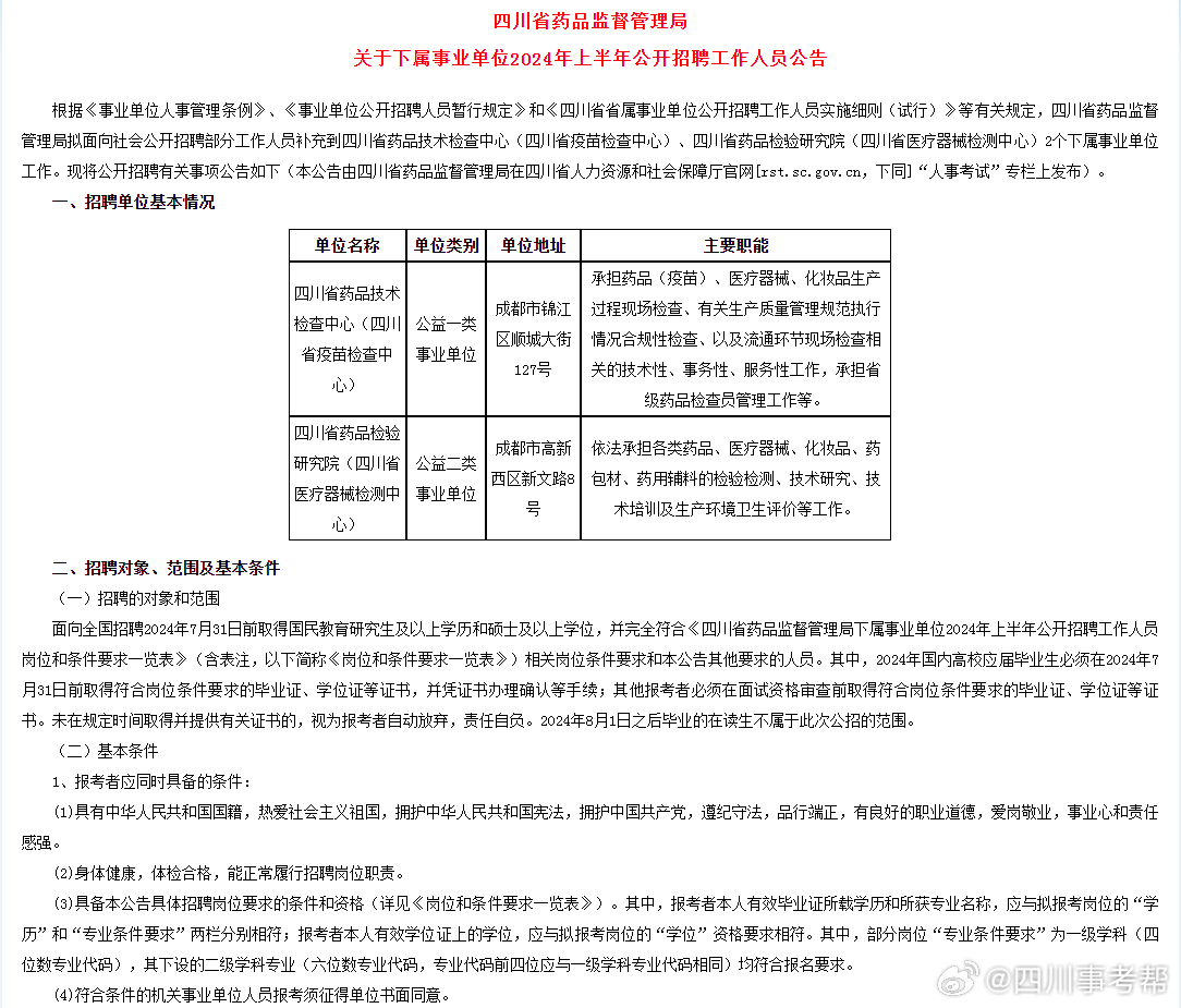 广元市食品药品监督管理局最新招聘信息全面解析